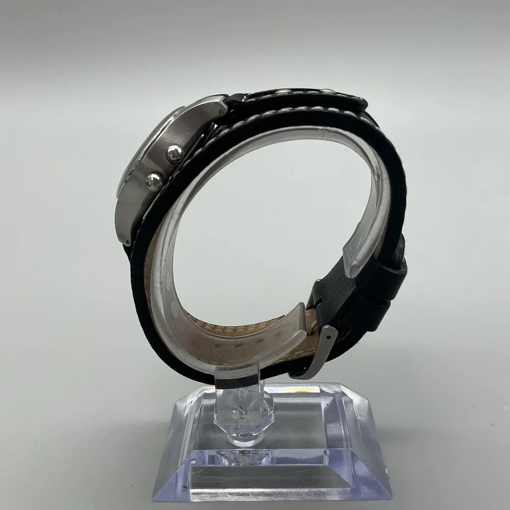 Fossil ES-9814 Womens Watch 26mm Black Star Dial Silver Tone Leather New Battery